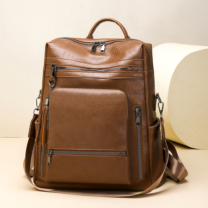 Vintage Fashion Look - Vintage Leather Look Backpack Set Multi
