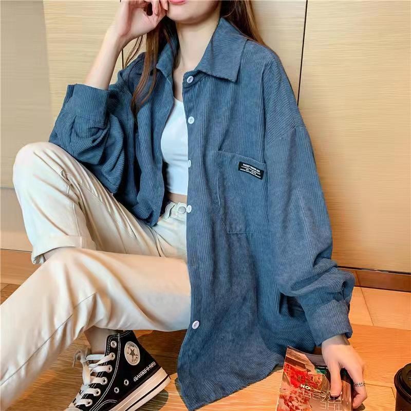 Vintage Fashion Hong Kong - Corduroy Jacket Women's Loose Fit Fashionable