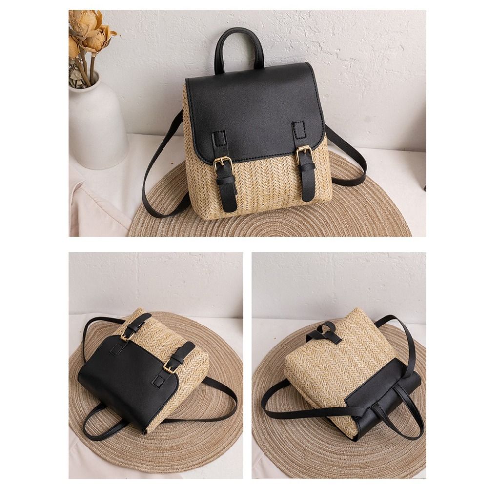 Versatile Bag PU Leather Straw - Vintage Fashion Look review and price