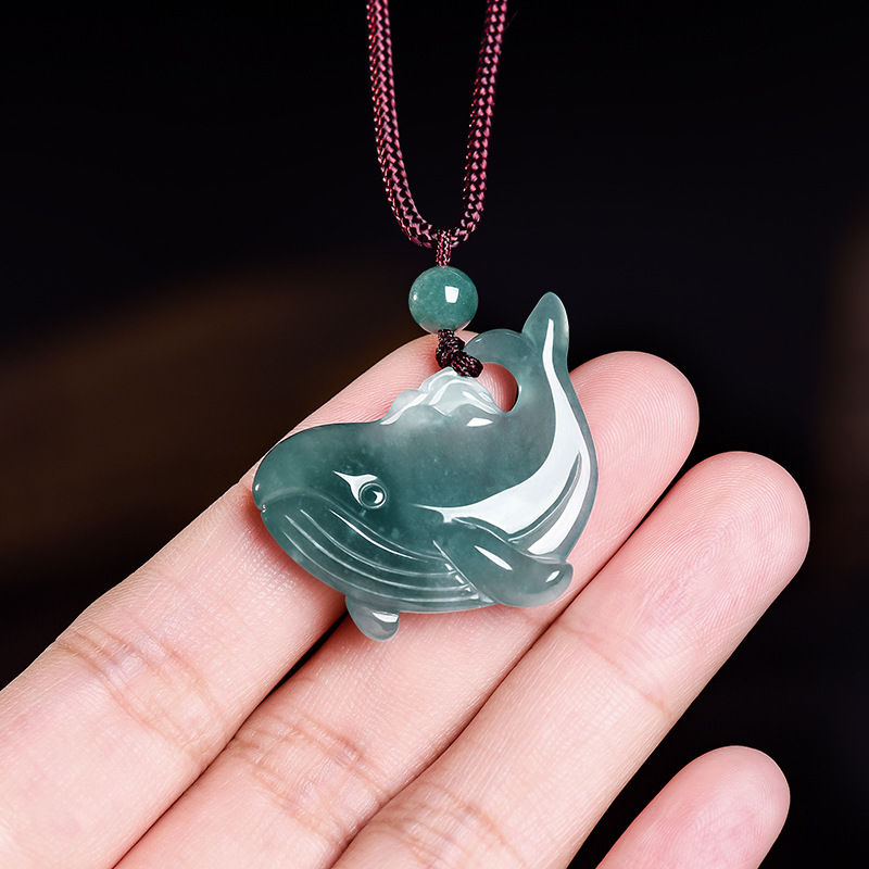 Natural Burmese Jadeite Whale  - Vintage Fashion Necklace review and price