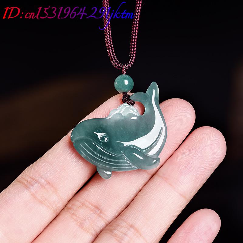 Natural Burmese Jadeite Whale  - Vintage Fashion Necklace review and price