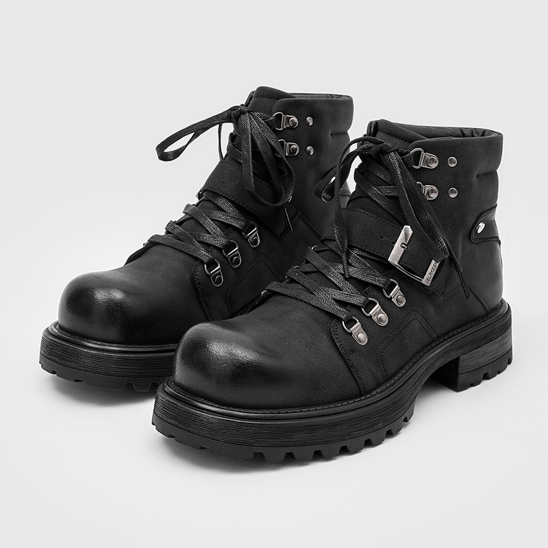 Brand Men Leather Boots Motorc - Vintage Fashion Luxury review and price