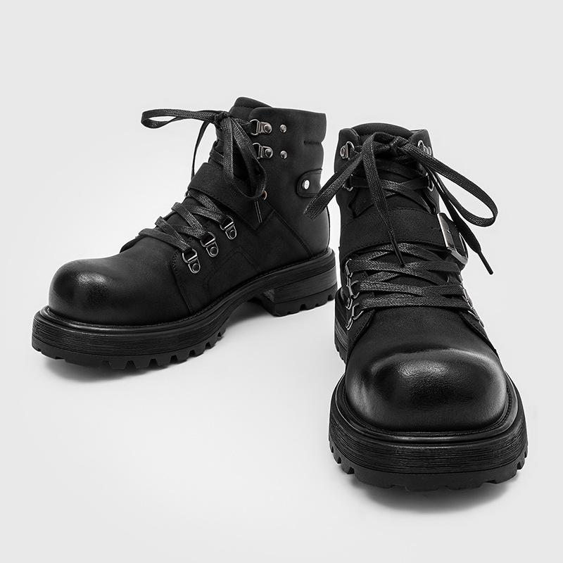Brand Men Leather Boots Motorc - Vintage Fashion Luxury review and price