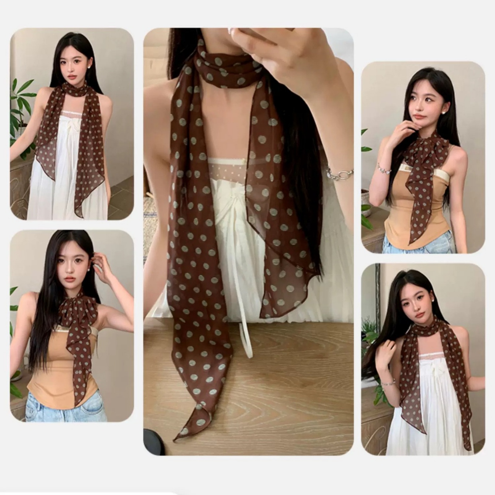 Vintage Polka Dot Chiffon Scar - Vintage Fashion Ai review and price