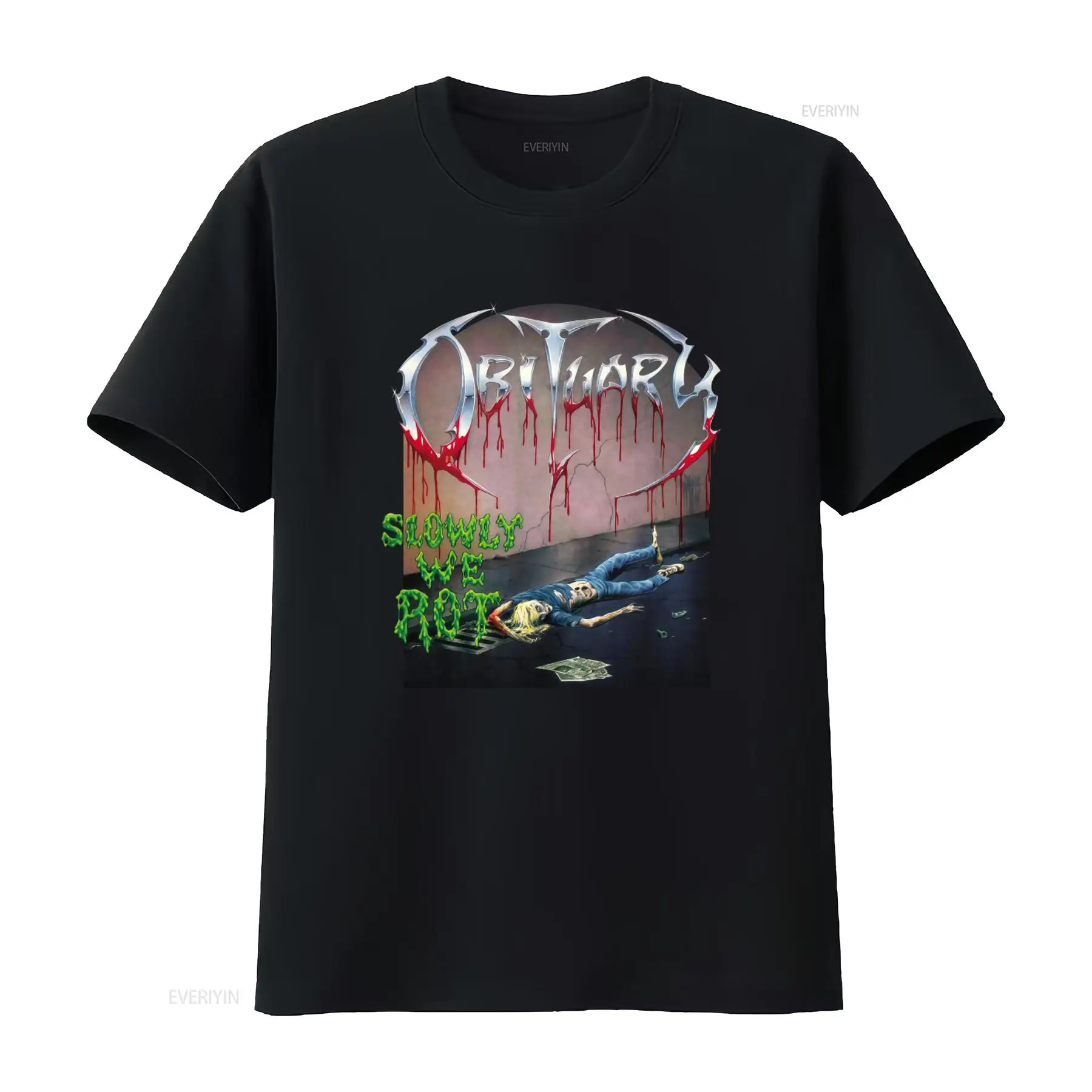 OBITUARY Slowly We Rot Print T - Vintage Fashion Obituaries review and price
