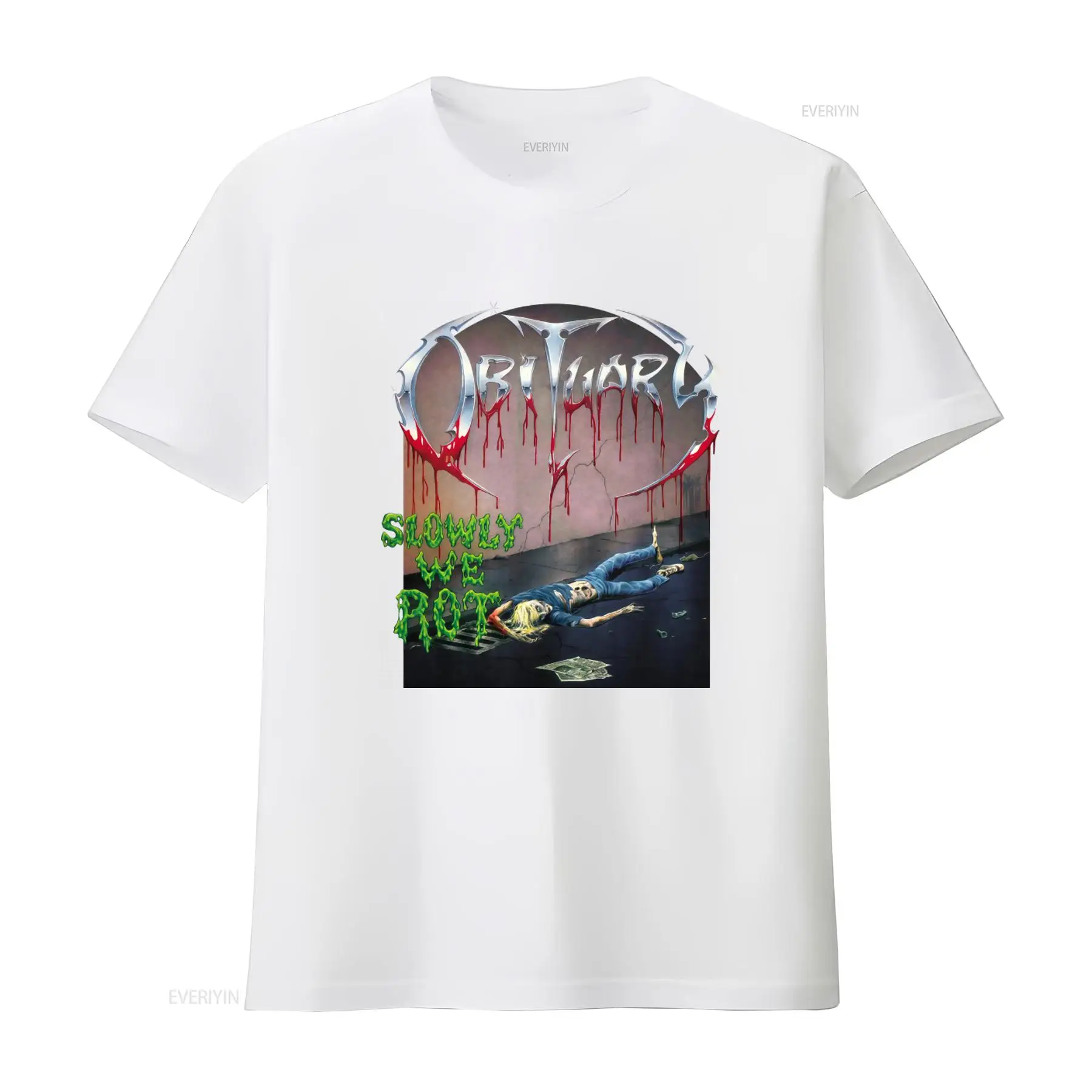 OBITUARY Slowly We Rot Print T - Vintage Fashion Obituaries review and price