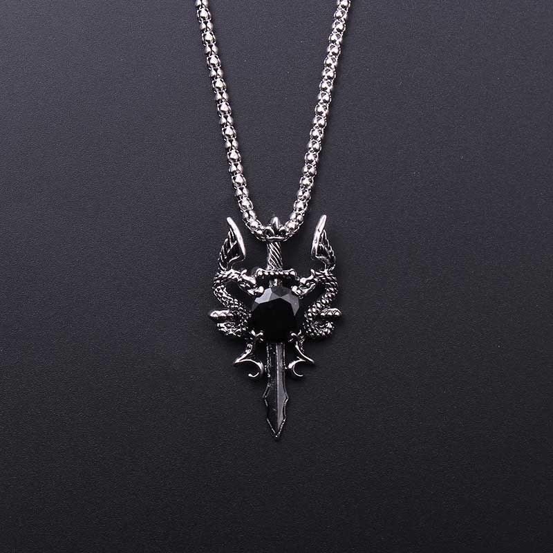 Double Dragon Black Gem Cross  - Vintage Fashion Necklace review and price