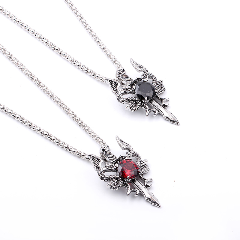 Double Dragon Black Gem Cross  - Vintage Fashion Necklace review and price