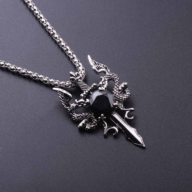 Double Dragon Black Gem Cross  - Vintage Fashion Necklace review and price