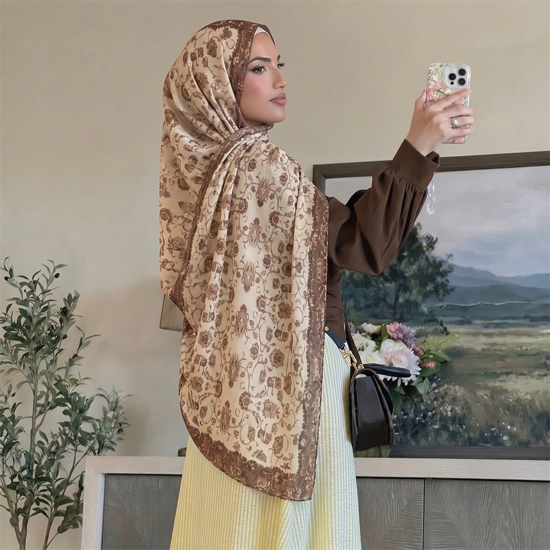 Vintage Floral Print Hijab Sof - Vintage Fashion Women review and price