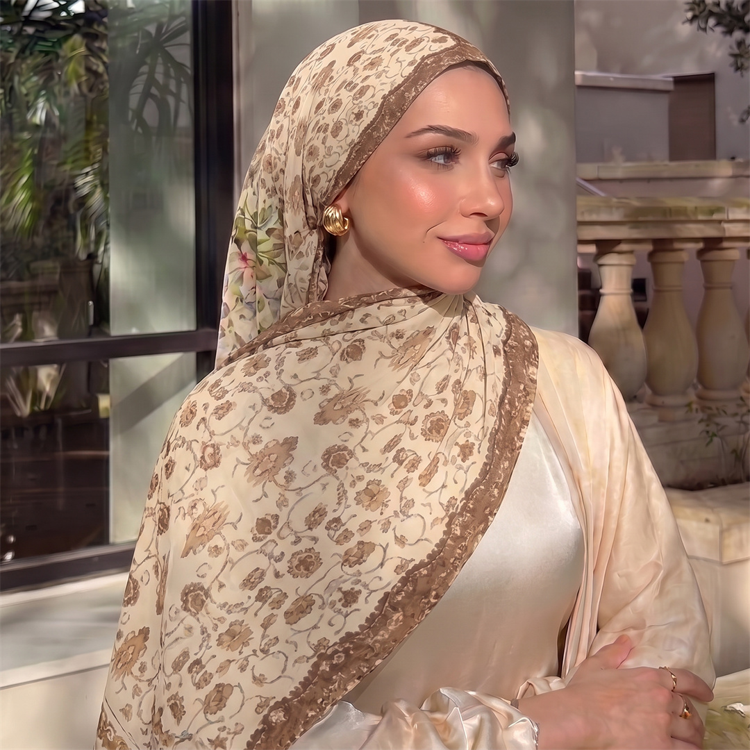 Vintage Floral Print Hijab Sof - Vintage Fashion Women review and price