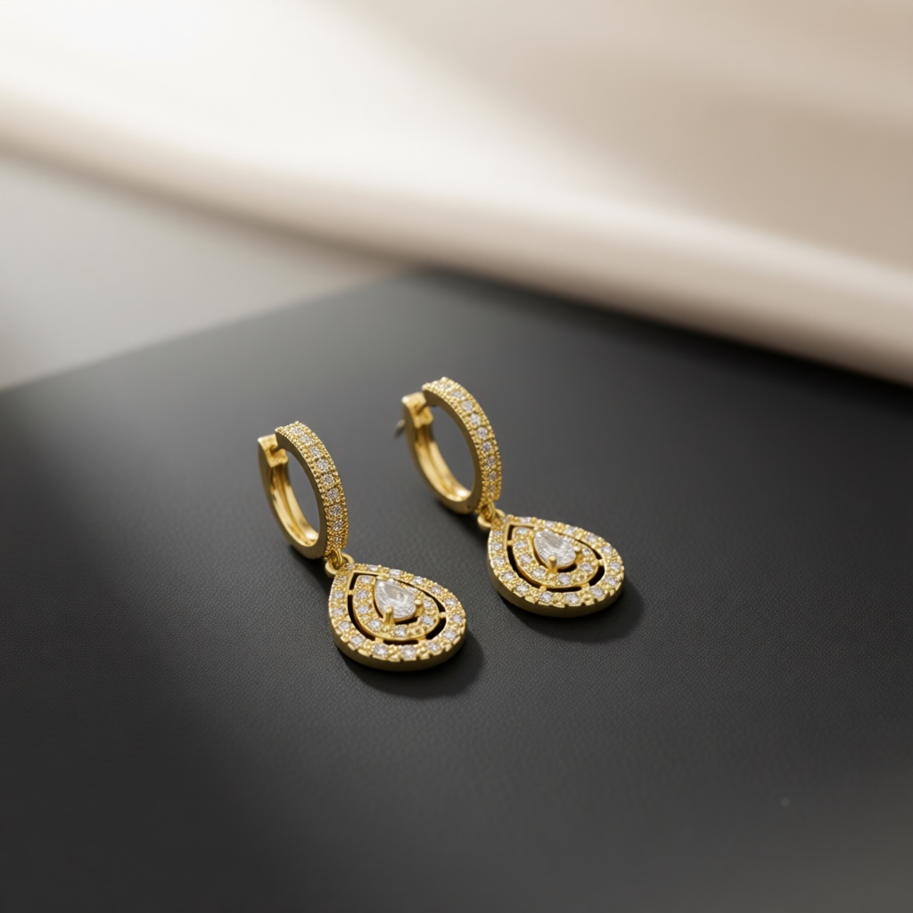Gold Tone Teardrop Hollow Dang - Vintage Fashion Center review and price