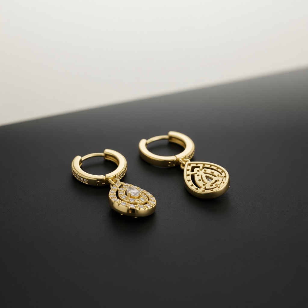 Gold Tone Teardrop Hollow Dang - Vintage Fashion Center review and price