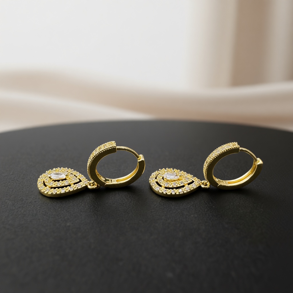 Gold Tone Teardrop Hollow Dang - Vintage Fashion Center review and price