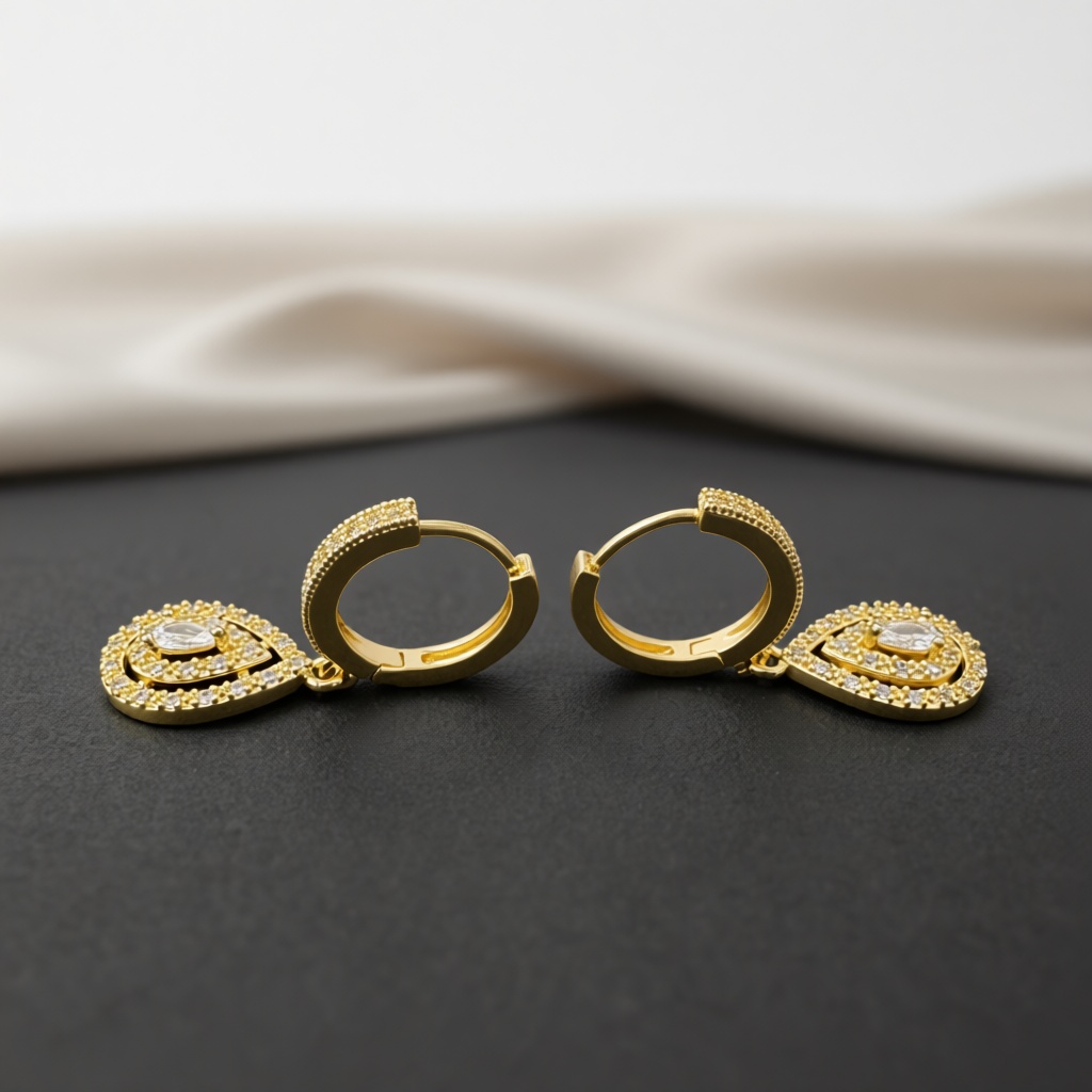 Gold Tone Teardrop Hollow Dang - Vintage Fashion Center review and price